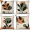 ASDCXZ Boho Kissenbezug 45x45 cm 4er Set, Modern Abstrakt Kunst Schwarz Blätter Grün Sonne Beige Sofa Outdoor Dekokissen Kissenbezüge Waschbar Kissenhülle Polyester Flachs Textil Kopfkissenbezug