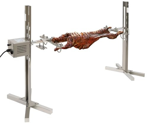 30KG BBQ Grill Rotisserie Kit 20 W Auto/Manual Rotate Spit Rotisserie Grill Heavy Duty Spit Roast Grill Barbecue Steel for Pig Rotisserie Whole Hog Lamb Goat Outdoor Party Campfire, Adjustable Height