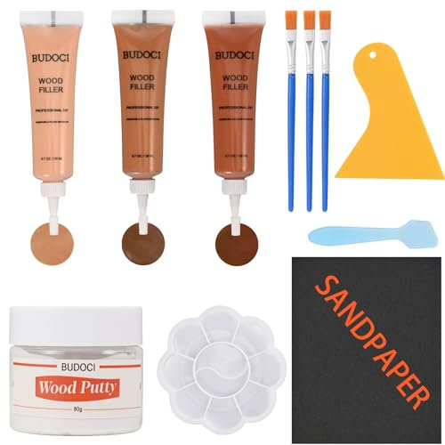 Kenbry Wood Furniture Repair Kit,Wood Putty Filler,3 Colors Wood Filler-Repair Scratch, Cracks, Hole, Restofinisher Wooden Door, Floor, Table, Cabinet -Restore Any Wood, Natural Oak Wood Repair Kit