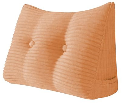 BNCKTRD Rückenkissen Keilkissen Rückenlehne Kissen für Bett Sofa Kopfteil Gepolstert Bettkissen Wandkissen Sofakissen Groß Rueckenkissen Couchkissen Dekokissen Kordsamt Pfirsichfarbene Koralle 60cm