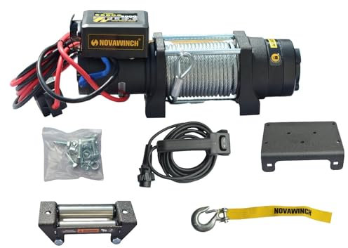 NovaWinch FLEX5000 Elektrische Seilwinde 12V - 2268kg / 5000 lbs Motorwinde 2800W - Autotransporter oder Bootsanhänger - 17 m Stahlseil mit Haken
