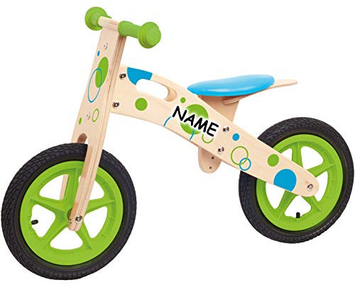 alles-meine.de GmbH XL - Holz - Kinderlaufrad - Bike/Motorrad - höhenverstellbar & mitwachsend - inkl. Name - Laufrad - Lauflernrad - für Innen & Außen - Luft - Reifen - Luftre..