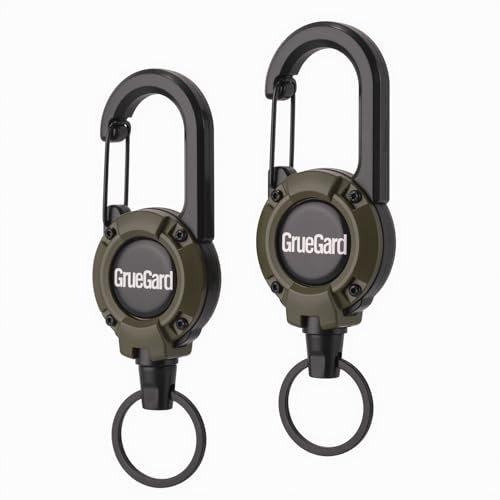 GrueGard Ausweishalter Ausziehbar, Schlüsselanhänger Schlüsselband Schlüsselrolle Retractable Badge Holder, Ausweis JoJo mit Schlüsselring & 60cm Ausziehbar Stahlseil, 2PCS (2, Grün)