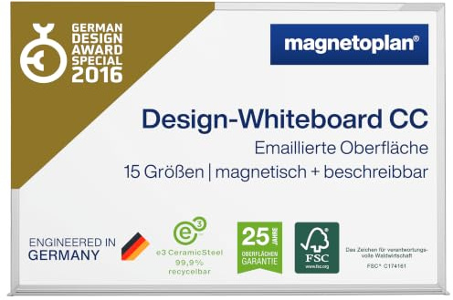 magnetoplan Design-Whiteboard CC | Magnettafel BxH 2000x1200mm | Stabile, emaillierte Oberfläche| Perfekte Schreibfläche | Bürobedarf | Memoboard für Büro- und Konferenzräume | Homeoffice