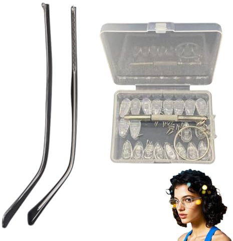 SEPWGUMD Repuestos para Gafas patilla Metalica + Set de repuestos para Gafas + con 10 Almohadillas de Nariz, Herramientas y Tornillos + Repuesto Universal + Negro