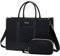 LOVEVOOK Handbags for Women Laptop Bags 17 Inch, Ladies Tote Bag for Work Office Business School, Large Womens Shoulder Bag with Adjustable Straps & Clutch Bag Lightweight, Black