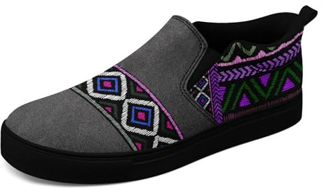 Scarpe da ginnastica in tela, alla moda, mocassini, basse, Grigio Viola Nero, 45 EU