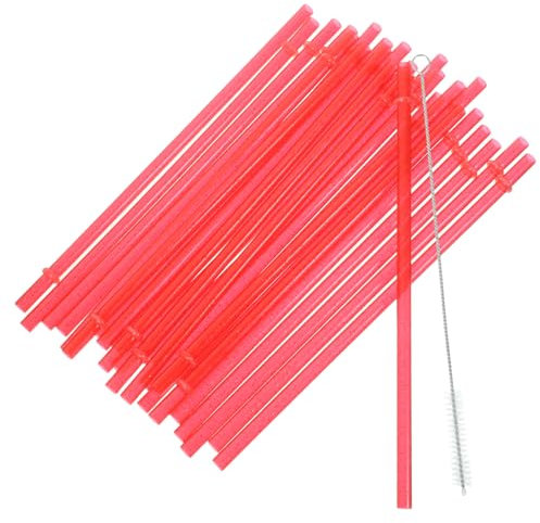 WRITWAA Lot De 25 Pailles Épaisses En Rouge Pour Boissons Bonbons Cocktails Fête Sucre Jus