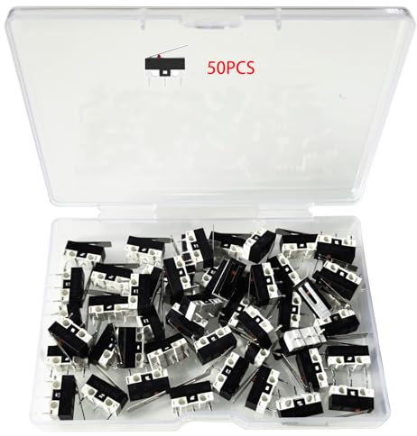 GTIWUNG 50PCS Micro Switch, Microrupteur Fin de Course, Micro Interrupteurs avec Levier à Longue Charnière AC 1 A 125 V 3 Broches Limite SPDT pour Arduino
