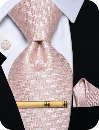 YourTies Ensemble de cravates en soie pour hommes à carreaux, motif paisley, cravate avec pochette de poche, boutons de manchette et pince à cravate pour mariage, fête et travail, taille unique