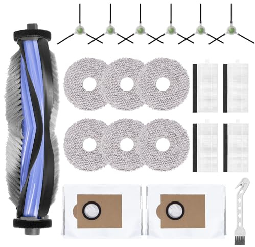 Kit d'accessoires pour Lefant M3 Ultra/M3/M3 Max/M3 Gen2 robot aspirateur, pièces de rechange, 1 brosse principale, 6 brosses latérales, 4 filtres Hepa, 2 sacs de base, 6 lingettes