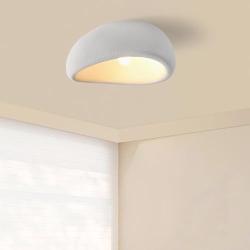 Moderne Weißer Deckenlampe - Deckenleuchte Im Japanischen Wabi-Sabi-Stil | Lampenschirm Aus Polyethylen Für Innenbeleuchtung Lampe Mit E27-Sockel Für Wohnzimmer, Schlafzimmer, Esszimmer (50*35*26CM)