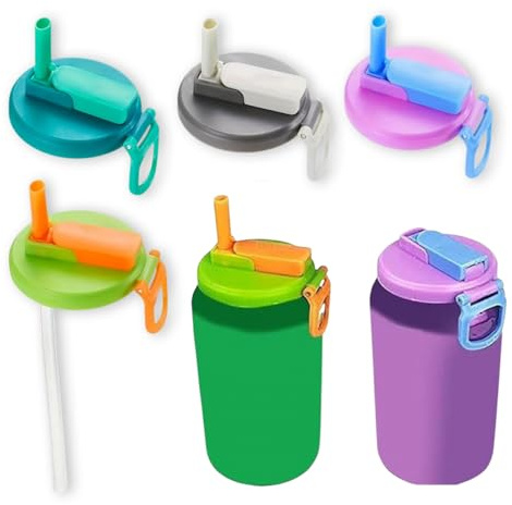 Labyrinxel Soda Can Lids with Straw 4 Pcs Reusable Can Covers for Beverage Cans