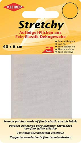 Kleiber + Co.GmbH Stretchy Aufbügel-Flicken, 100% Polyester, weiß, 40 x 6 x 0,05 cm