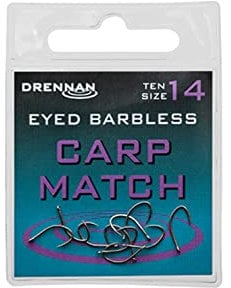 Drennan eyed Barbless Carp Match size 14 Qty 10