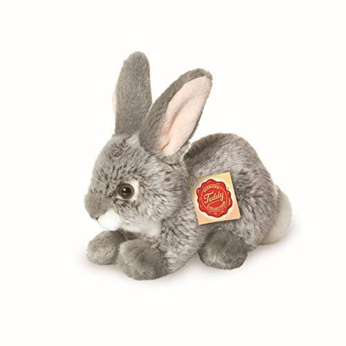 Teddy Hermann 93701 Hase sitzend grau 18 cm, Kuscheltier, Plüschtier mit recycelter Füllung