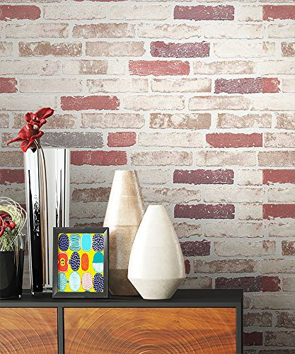 NEWROOM Steintapete Tapete beige Mauer Stein Modern Vliestapete rot Vlies moderne Design 3D Optik Steintapete Ziegelstein Backstein Mauerwerk Klinker Loft inkl. Tapezier Ratgeber
