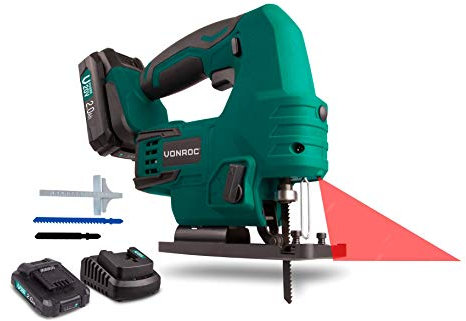 VONROC Stichsäge Akku 20V- Pendelhubstichsäge mit variablem Schnittwinkel & Geschwindigkeit - mit 2x2Ah Akku & Ladegerät- inkl. 2 Sägeblätter