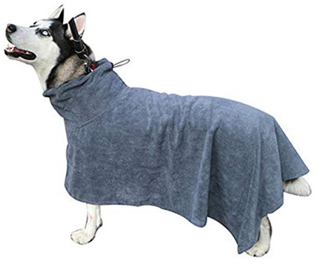 WPCASE Hundebademantel Dryup Cape Hunde Bademantel Bademantel Schnell Trocknend Hundebekleidung Bademantel FüR Hautier Hunde Katzen Gray,XL