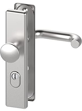 BASI Tür-Schutzbeschlag aus Edelstahl | für Haustüren | Türstärke 38-45 mm | Türklinke | Zylinderabdeckung | Wechselgarnitur | Drücker | Knopf