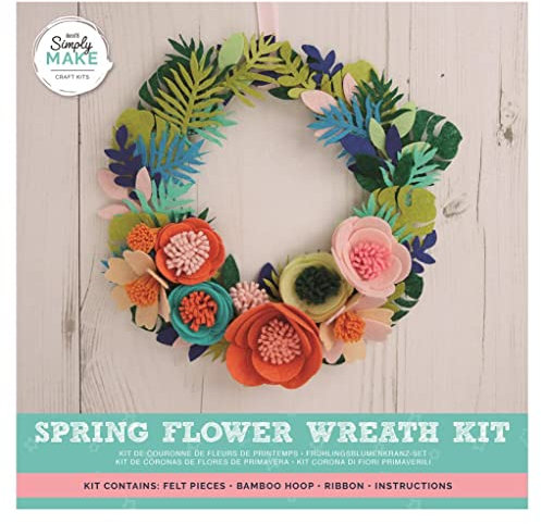 Simply Make Spring Flower Wreath Craft Making Kit, Craft Making Supplies For Adults And Teenagers, Makes A Great Gift, And Hanging Wreath Decoration For Home Decor, For Beginner & Experienced Crafter