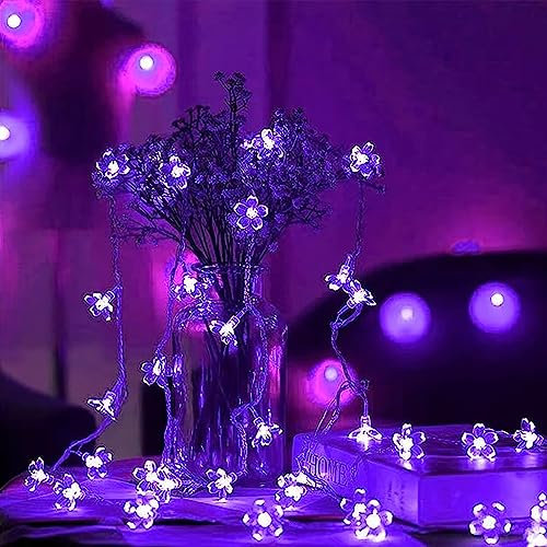 LIGHTOP Flower Battery Operated String Lights Cherry Blossom Fairy Lights 30LED Indoor Outdoor Waterproof for Garden Decoration Camping,Fence,Birthday,Wedding Party,Bedroom,Gfit (Purple)
