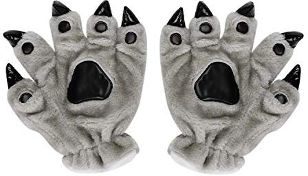 SIQITECH Weihnachten Wolf Claw Handschuhe Unisex Dinosaurier Pfoten Handschuhe Fäustlinge Plüsch Werwolf Kostüm Horror Deko Handschuhe Winter Warm Handschuhe für Halloween Party Karneval Weihnachten