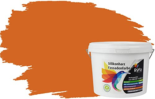 RyFo Colors Silikonharz Fassadenfarbe Lotuseffekt Trend Orangetöne Aprikose 3l - bunte Fassadenfarbe, weitere Orange Farbtöne und Größen erhältlich, Deckkraft Klasse 1