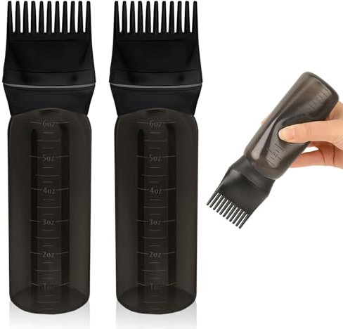 Mozeat Lens 2 Stück Haarfärbemittel Applikatorflasche 180ml Haarfärbemittelkamm Flasche Shampoo Haarfarbe Öl Wurzelkamm Applikator Haarfärbe Werkzeuge Flasche