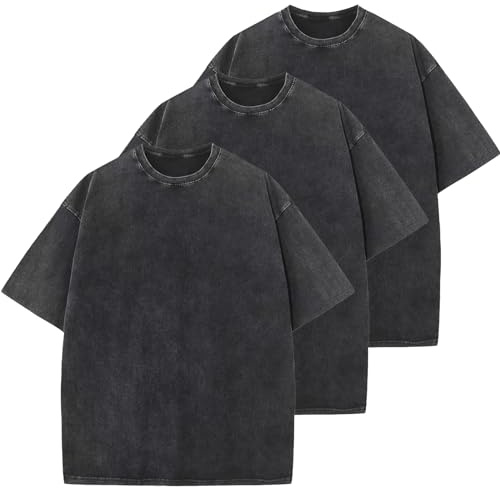 Oversized T-Shirt für Herren Heavy Baumwolle Regular Fit Basic Männer T-Shirt Set Casual Sommer Tops