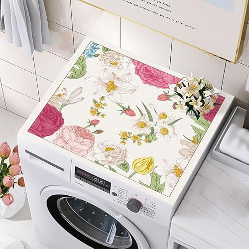 ForceRoute Washing Machine Top Cover Mat,Anti Slip Fridge Dust Cover,washer And Dryer Covers Protector Mat,Dust And Dirt-Resistant,Wear-Resistant,Washable,For Bedside Table,Furniture Surface,Bath Mat