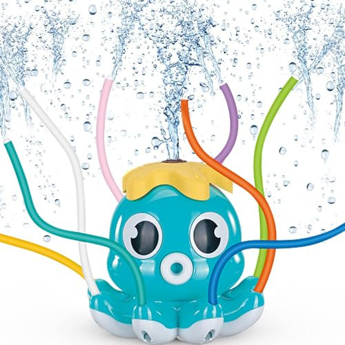 Water Sprinkler for Children, Rotating Flower Sprinkler Spray Toy with Rotating Nozzles, Water Wiggle Toy, Swimming Pool, Garden, Lawn, Outdoor Play (Style01)