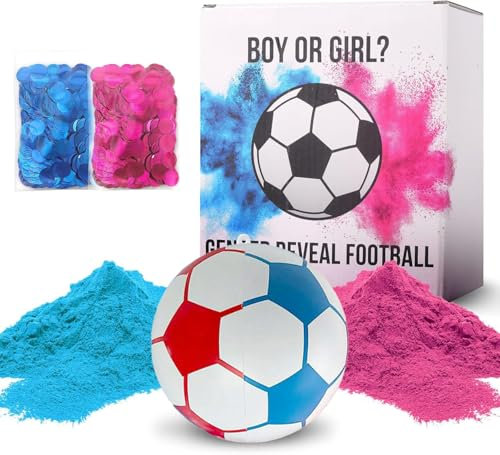 Gender Reveal Fussball mit Pulver, Gender Reveal Fußball Explodiert Blau oder Rosa Pulver für Jungen oder Mädchen Überraschung Geschlecht Verkünden (Pack)