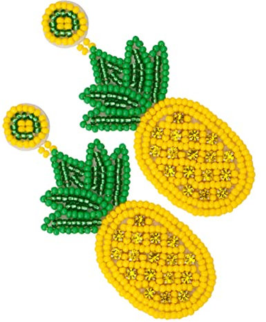 VALICLUD 1 Paar Böhmische Ananas-Urlaubsohrringe Sommerohrringe Obst-Ananas- -Frucht- kolczyki damskie boho Mädchen Niedlicher Ohrring Perlen Yellow