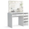 Gregory Bis - Schminktisch mit Beleuchtung, Schminktisch mit Spiegel und Schubladen, Frisiertisch 110 cm Breit, Vanity Table, Kosmetiktisch mit Weiß Hochglanzfront