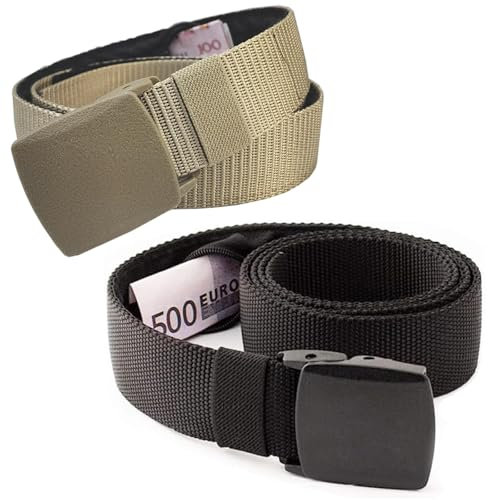 SHUOHONG 2 Pezzi Cintura Portasoldi, Nascosto cintura porta soldi viaggio, Resistente All'usura Porta Soldi da Viaggio Regolabile si Applica a Sport All'aria Aperta Viaggi D'affari Tempo Libero