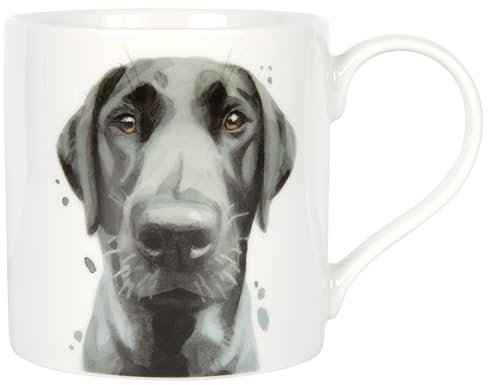 Lesser & PAVEY Black Labrador Mug Robert James Hull, Tea and Coffee Mugs for Hot Drinks | Fine China Printed Mugs for Kitchen & Home | Reusable Ceramic Cups for Every Occasion | Gifts for Women & Men