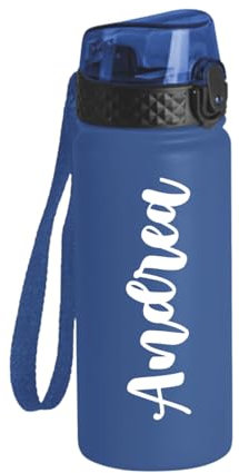 Borraccia con Beccuccio e Cannuccia Personalizzata per Bambini Bottiglia d'Acqua con Beccuccio e Cinturino con boy e nome termica da 550ml scuola campo estivo gita in acciaio inox idea regalo natale