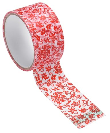 PATIKIL 49 Ft Chinoiserie Blumen Washi Tape Pinnwand Border Weiß/Rote Blume | Washi Tape Sticker, Dekorationssticker, Für DIY Basteln Tafel Scrapbook Büro Hausdekoration