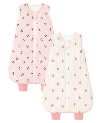 JiAmy 1.0 TOG Baby Schlafsack mit Füßen, Baumwoll Sommer Schlafsack für aktive Babys & Kleinkinder 4-6 Jahre