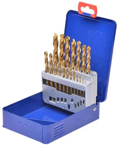 SW-Stahl 80519L Spiralbohrersatz HSS-G TiN - 19-teilig Metallbohrer Set | Bohrerset 1 bis 10 mm in Stahlblechkassette, DIN 338 geschliffen, 118 Grad Spitzenwinkel mit Kreuzanschliff für Metall