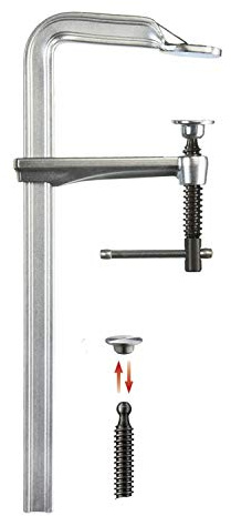 BESSEY Ganzstahlzwinge GZ100K | 1000 mm Spannweite | 120 mm Ausladung | Federndes und elastisches Spannen reduziert Vibrationen bei Holz- und Metallarbeiten, mit Knebelgriff