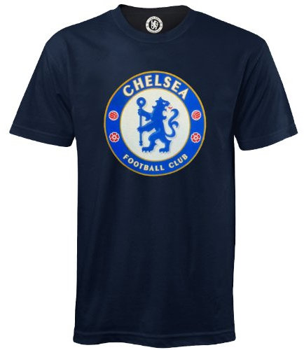 FC Chelsea Herren T-Shirt mit originalem Fußball-Wappen - Geschenkartikel - Marineblau - M