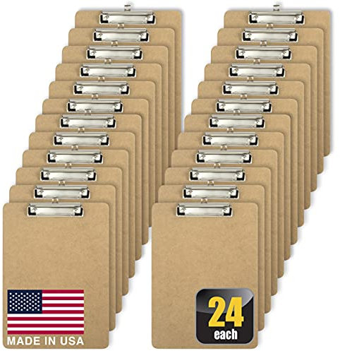 Officemate Klemmbretter aus Holz in Buchstabengröße, niedriges Profil, 24 Stück, Braun (83824)