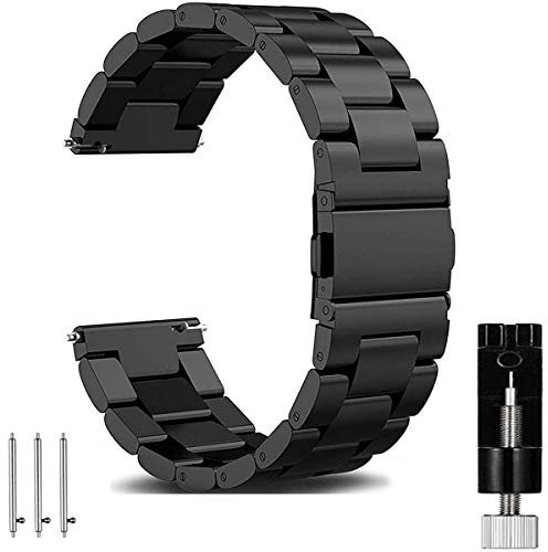 OTOPO Kompatibel Galaxy Watch 3 45mm Armband/46mm SM-R800 Armband & Gear S3 Armband Frauen Männer, 22mm Metallarmband für Samsung Gear S3 Frontier (Schwarz)