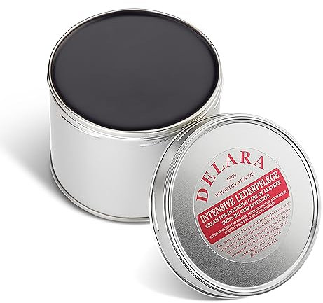 DELARA Entretien intensif du Cuir, Couleur: Noir, 500 ML - Imprègne et protège Le Cuir très efficacement, Nouvelle Formule à Base d'huile de Coco et Cire d'abeille de Haute qualité
