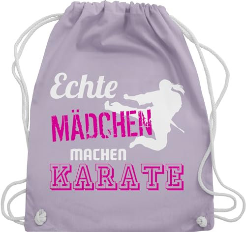 Turnbeutel Rucksack - Kampfsport - Echte Mädchen machen Karate - Unisize - Pastell Lila - geschenk kinderturnbeutel sport coole turnsack tasche kinder 25. geburtstag nur stoffrucksack beutel