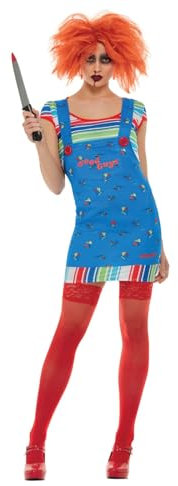SMIFFYS Costume Chucky, Blu, con maglia e abito salopette corto Halloween