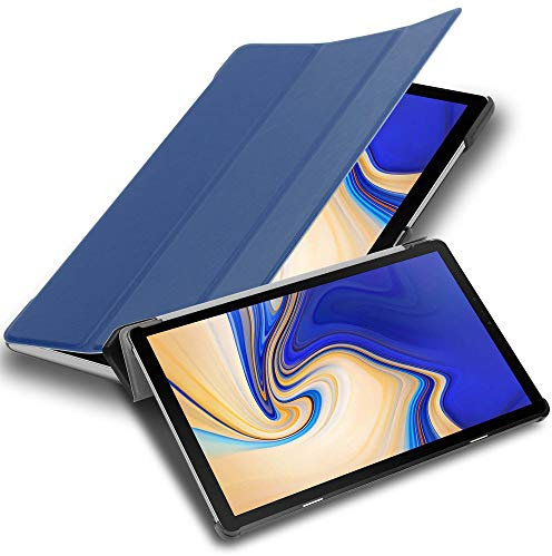 Cadorabo Custodia Tablet per Samsung Galaxy Tab S5e (10.5 Zoll) SM-T725N in BLU SCURO JERSEY – Copertura Protettiva Molto Sottile di Similpelle in Stile Libro CON Auto Wake Up e Funzione Stand