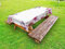 ABAKUHAUS Braut Outdoor-Tischdecke, Romantische Blüten-Blumen, dekorative waschbare Picknick-Tischdecke, 145 x 265 cm, Fuchsien-Grün-Blau